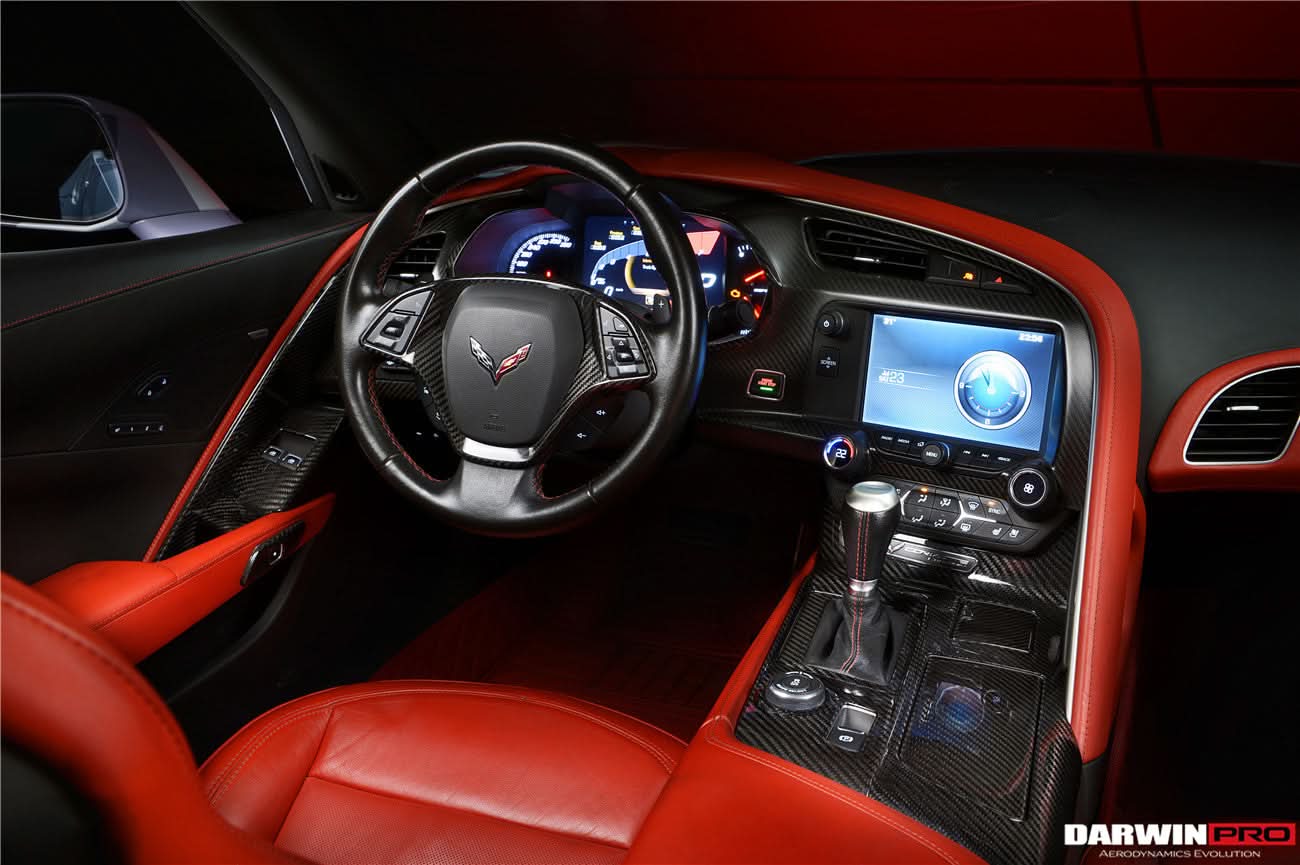 2013-2019 Corvette C7 Z06 Grandsport Dry Carbon Fiber Interior Door Handle Molding Cover Trims