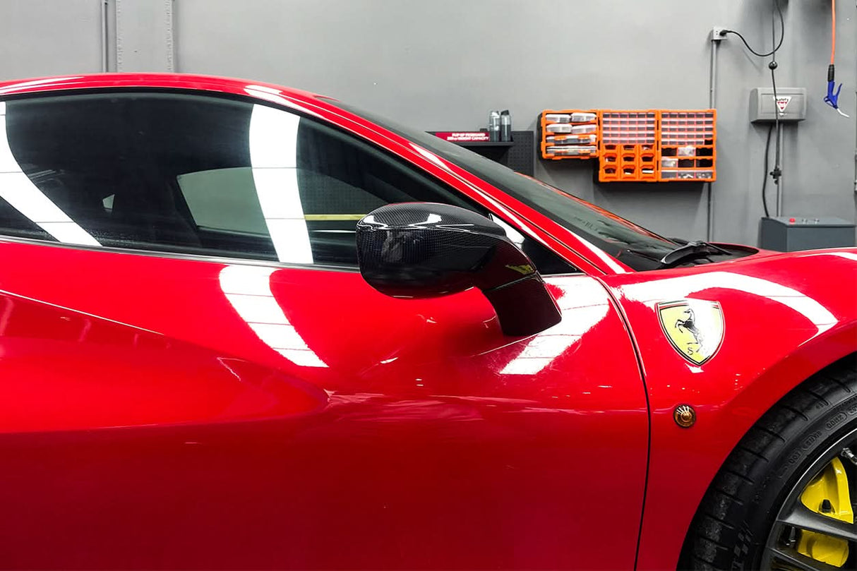2015-2020 Ferrari Carbon Fiber Mirror House with Base Replacement DarwinPRO (OE) | Fits F8, 488, Pista