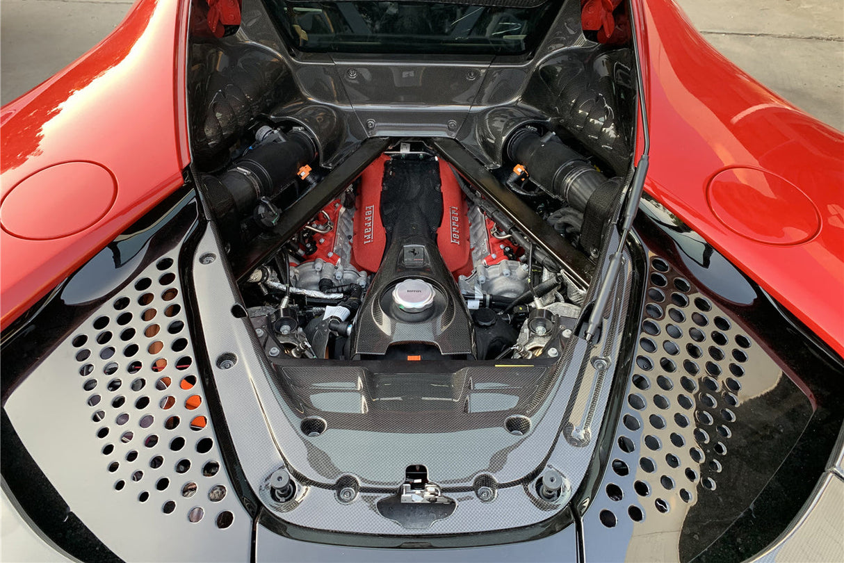 2020-UP Ferrari SF90 Stradale OE Style Autoclave Carbon Fiber Engine Bay Interior (1 Piece)