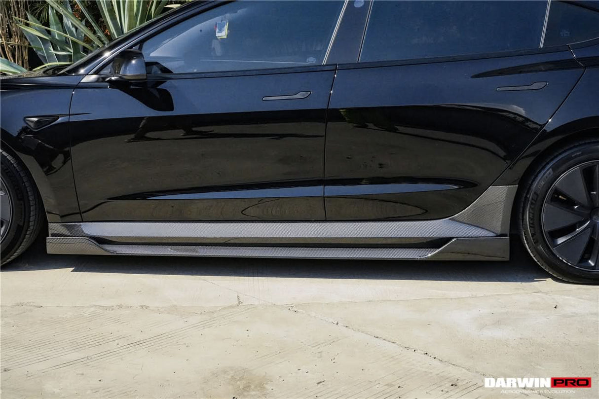 2017-2026 Tesla Model 3 IMP Performance Carbon Fiber Side Skirts With Under Board | Fits Model 3, Model 3 Highland RWD AWD, Performance