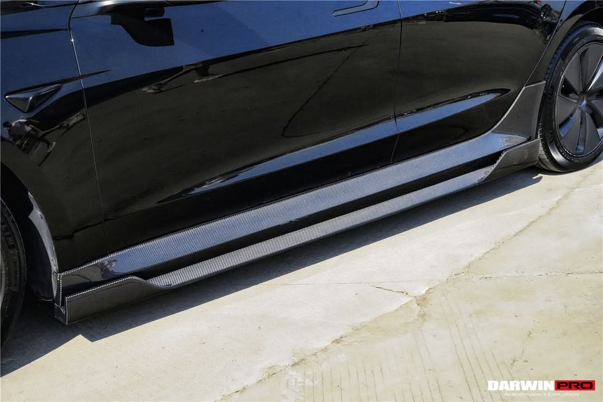 2017-2026 Tesla Model 3 IMP Performance Carbon Fiber Side Skirts With Under Board | Fits Model 3, Model 3 Highland RWD AWD, Performance