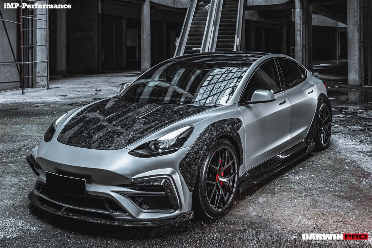 2017-2026 Tesla Model 3 IMP Performance Carbon Fiber Side Skirts With Under Board | Fits Model 3, Model 3 Highland RWD AWD, Performance