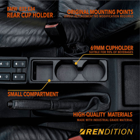 BMW E32 E34 FRONT CUP HOLDER V2 - K2 Industries