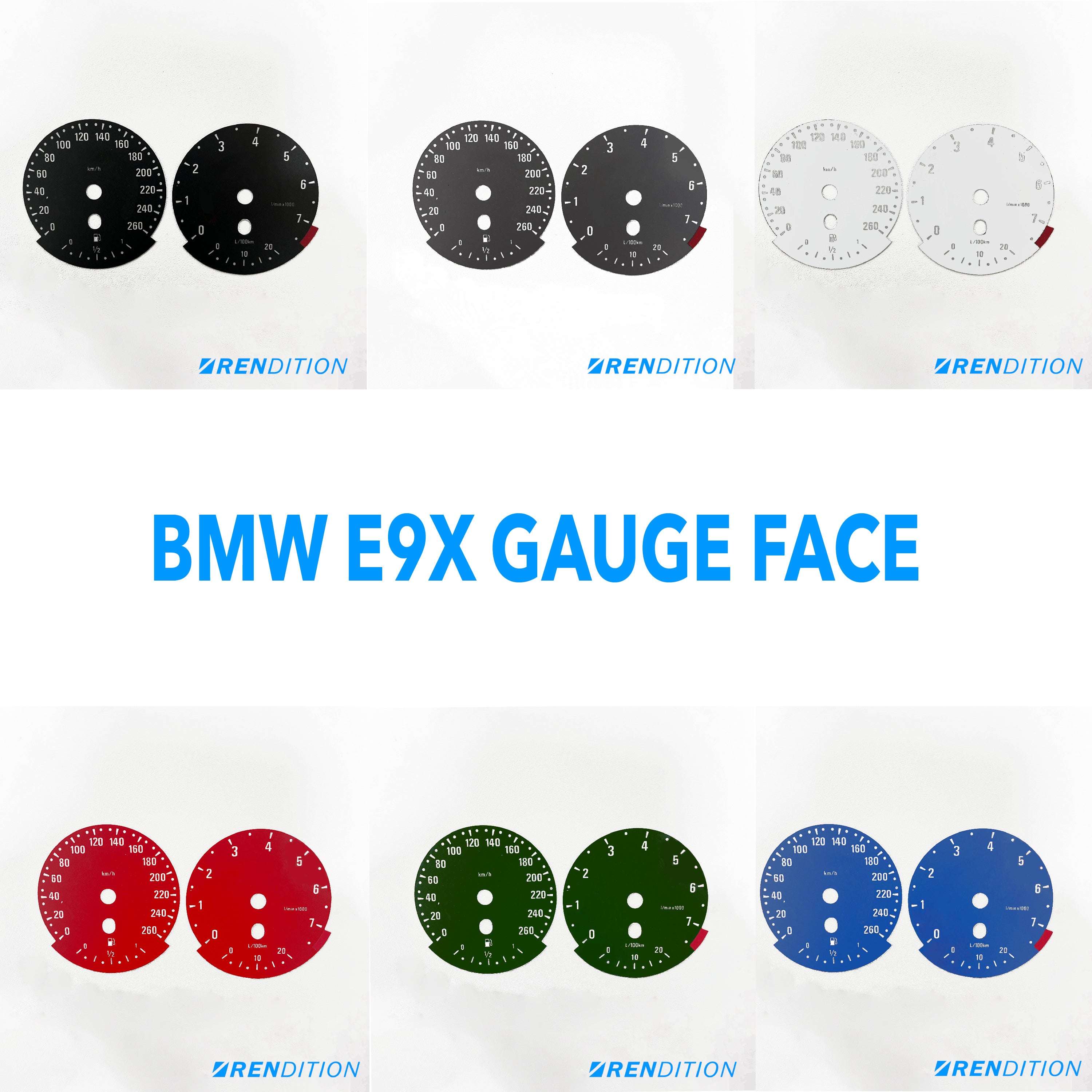 BMW E9X GAUGE FACE / GAUGE OVERLAY FOR 318, 320, 323, 325,328, 330, 335, M3