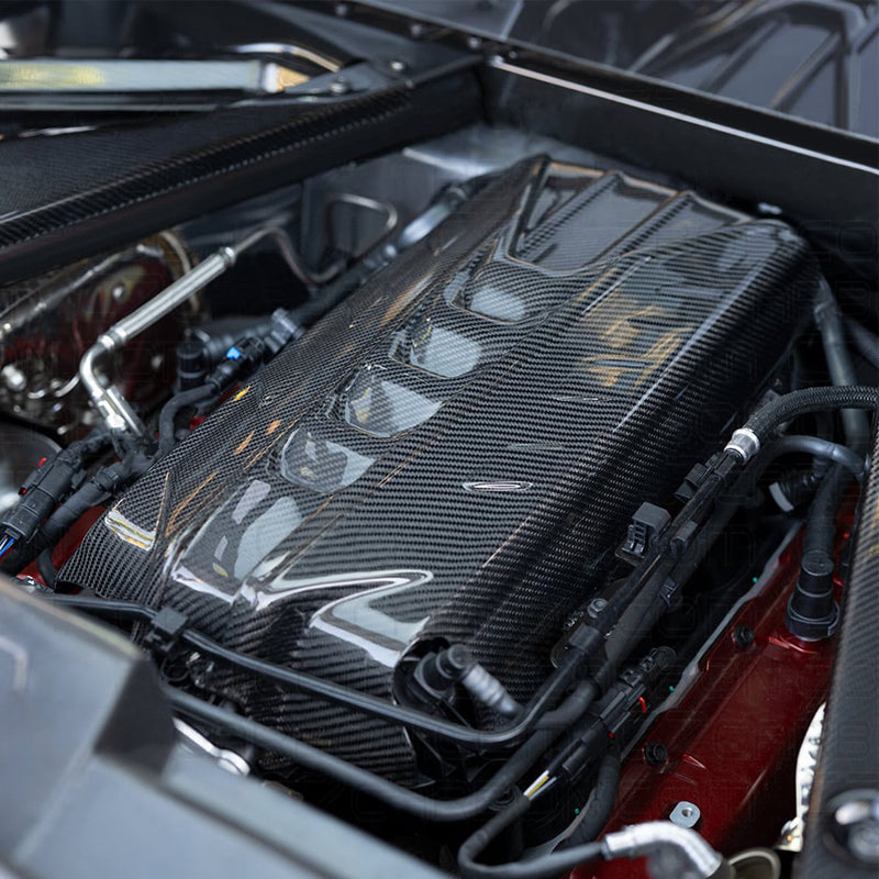 2020-2025 Chevy Corvette C8 6.2L LT2 Engine Cover Dry Carbon Fiber