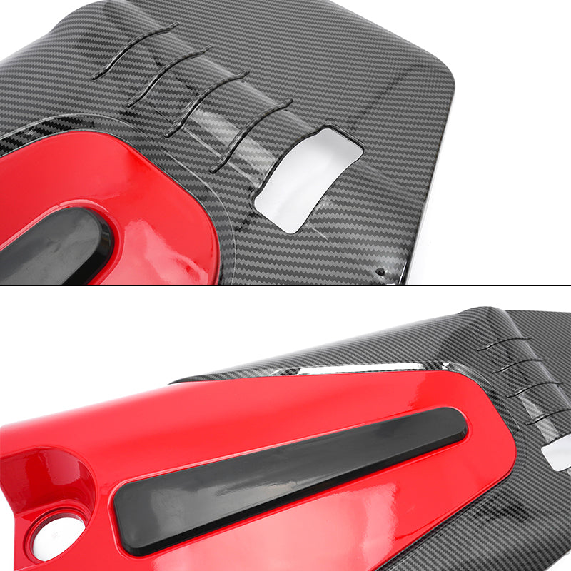 Engine Cover for Honda Civic Type R 2022-2026 Carbon Fiber Print & Red ABS