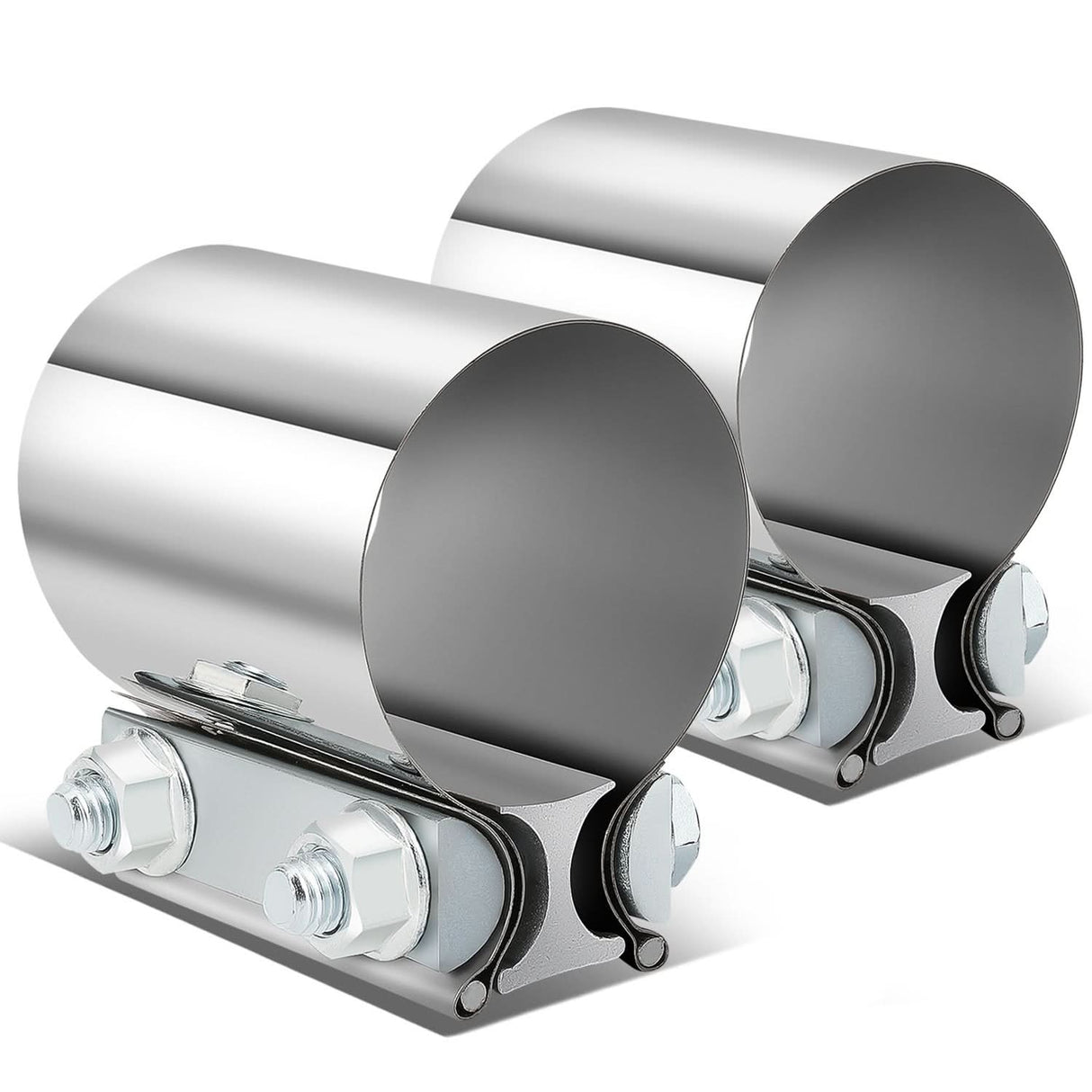 2.25" Stainless Steel Exhaust Band Clamp Set - 2 Piece Butt Joint