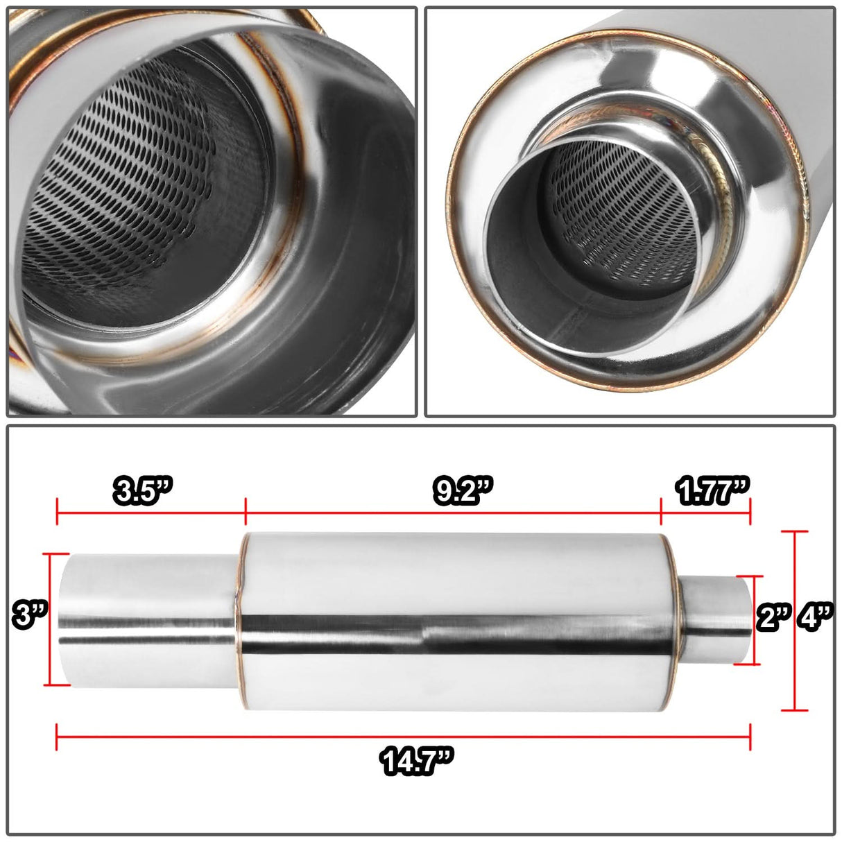 3.0" Outlet Round Exhaust Muffler Tip - Polished Stainless Steel