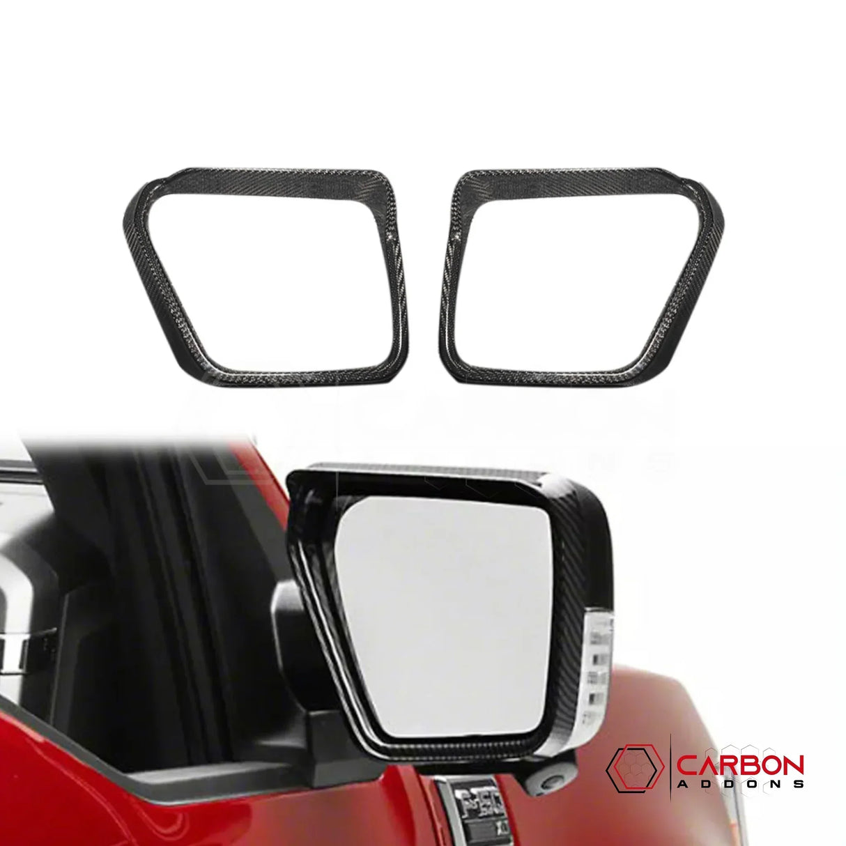 Real Carbon Fiber Side Mirror Rain Visor Covers for 2021+ Ford F-150