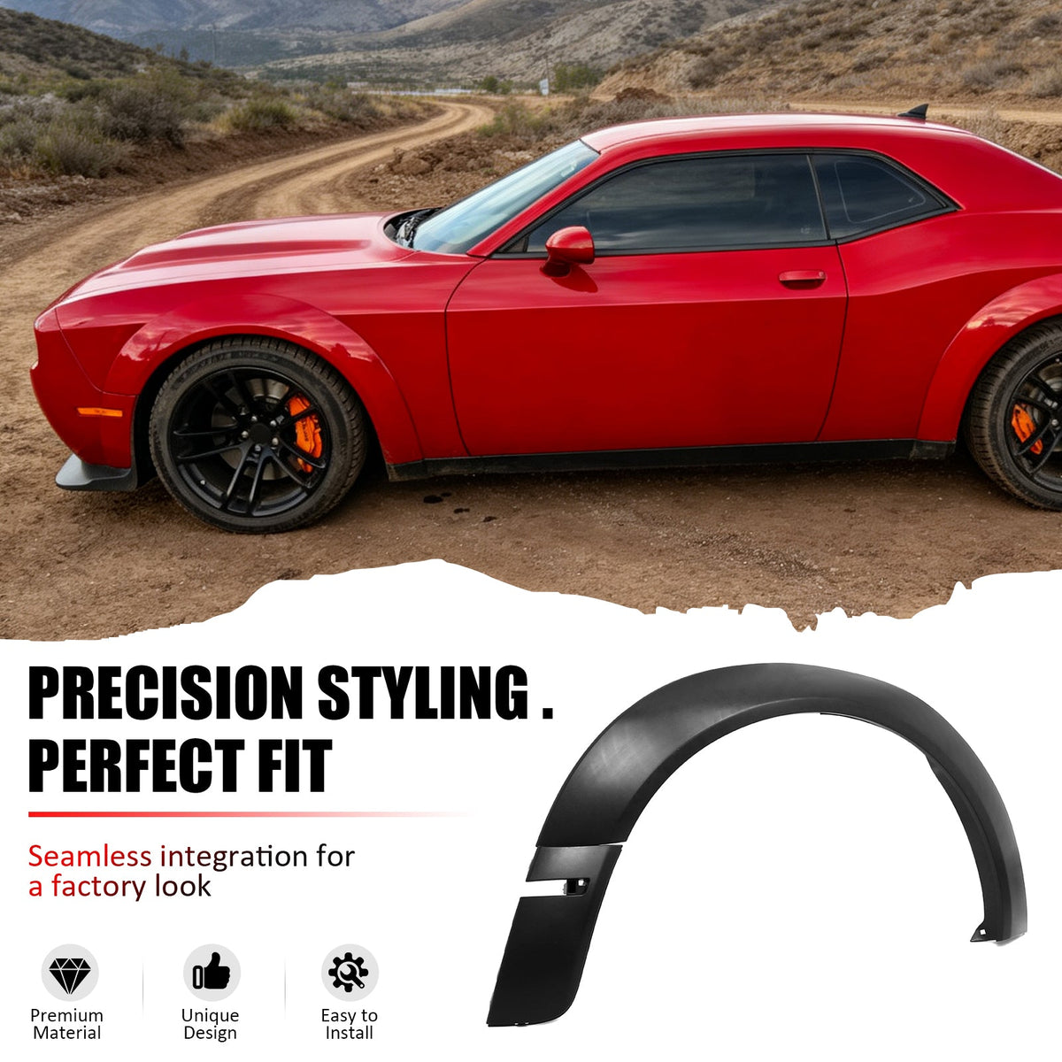 2018-2023 Dodge Challenger Widebody OE Style Front Fender Flares Wheel Cover Unpainted PP 2PCS