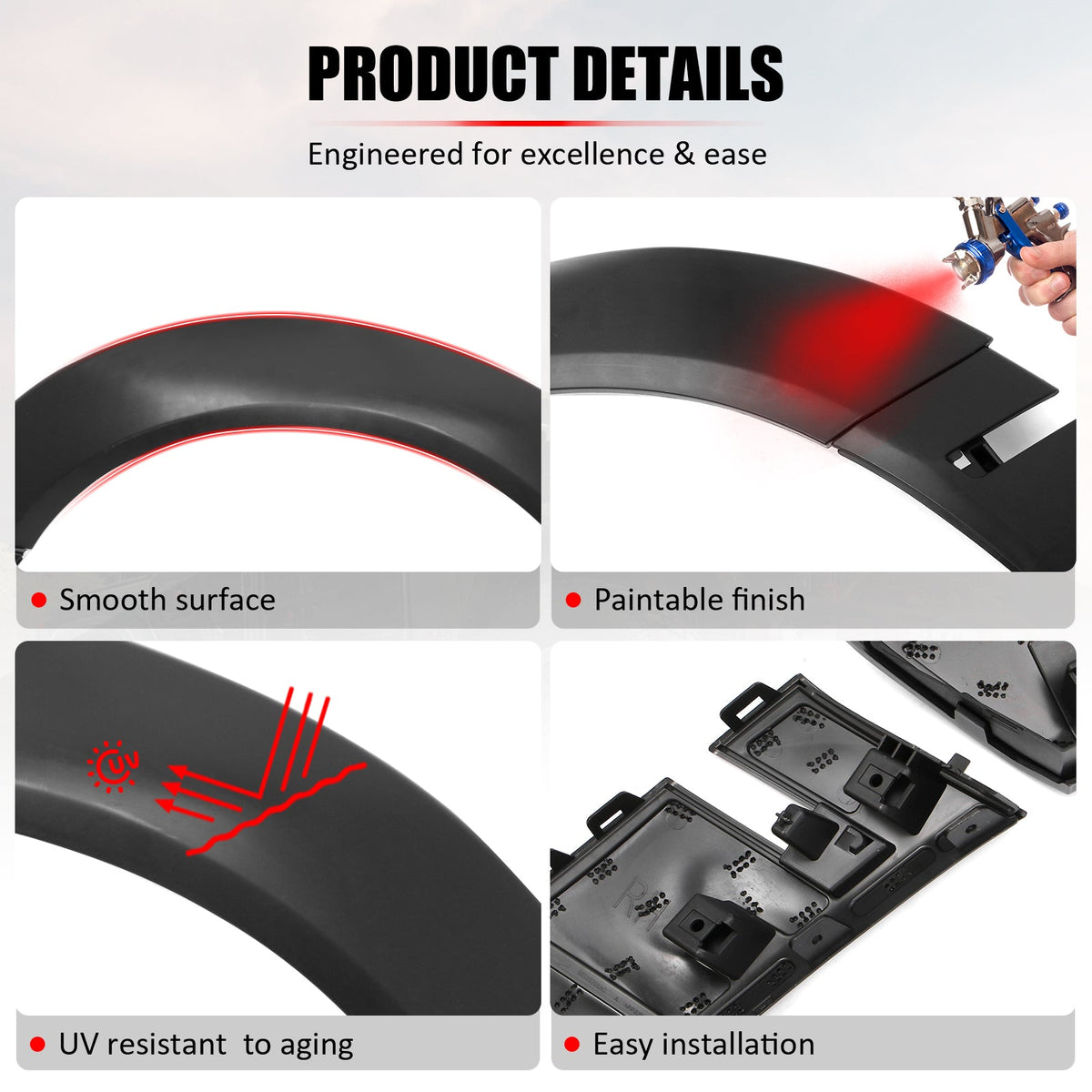 2018-2023 Dodge Challenger Widebody OE Style Front Fender Flares Wheel Cover Unpainted PP 2PCS
