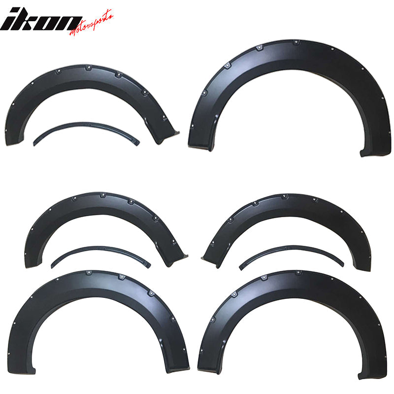 2015-2017 Ford F150 Pocket Rivet Matte Black Wheel Fender Flare PP 4PC