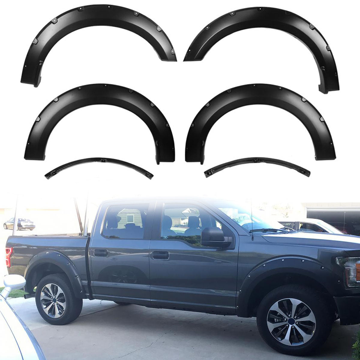 2018-2019 Ford F150 Off Road Pocket Style Smooth PP Fender Flares 4PC