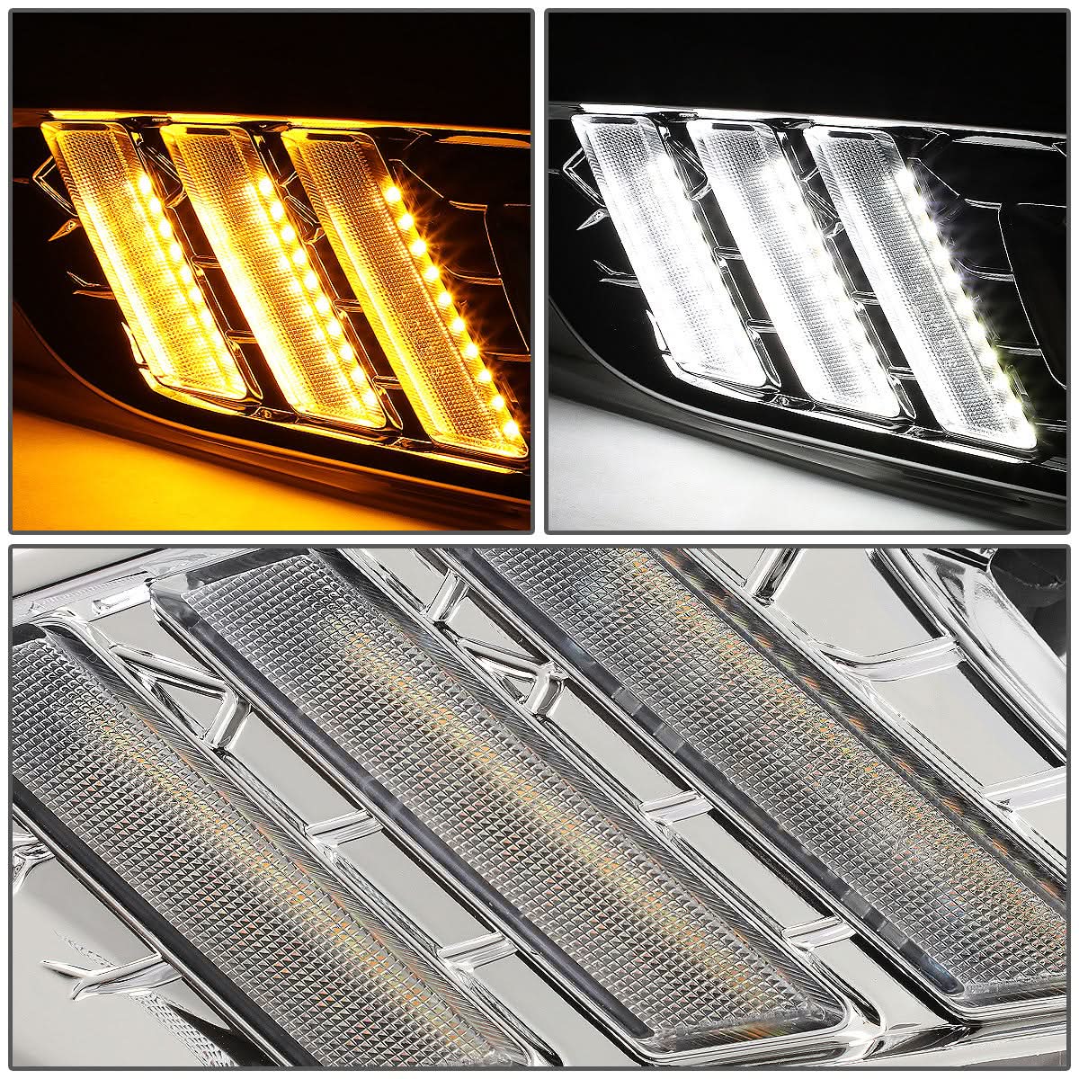 2015-2017 Ford Focus LED DRL Fog Lights with Bezel Chrome/Smoke