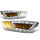 2015-2017 Ford Focus LED DRL Fog Lights with Bezel Chrome Yellow