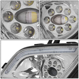 2018-2022 Freightliner Cascadia 3D Projector Full LED Fog Lights Chrome