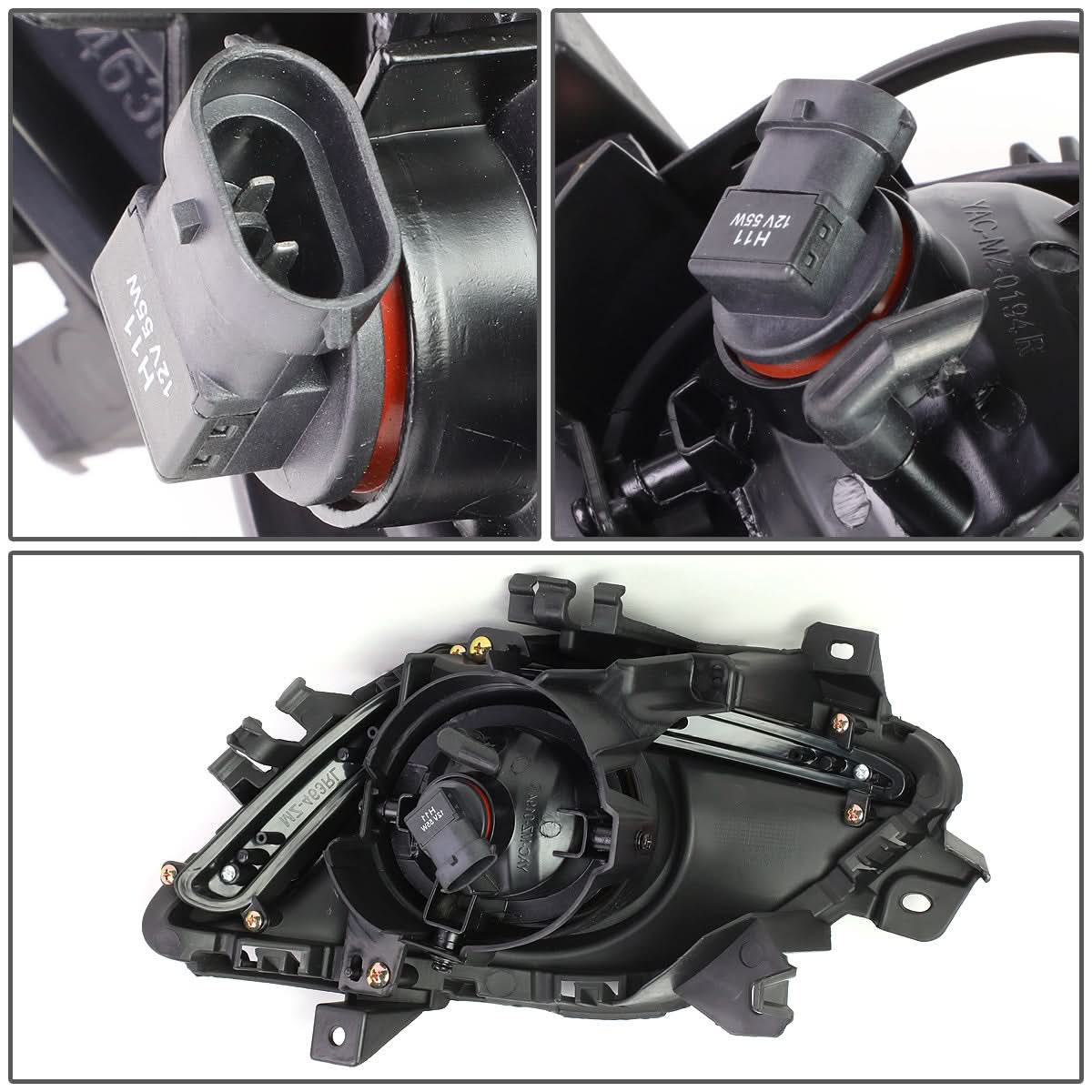 14-16 Mazda 6 Fog Lights with Switch - Black Bezel Chrome Clear