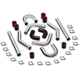 Universal Intercooler Piping Kit 8pc 2.50" Aluminum Steel Silicone