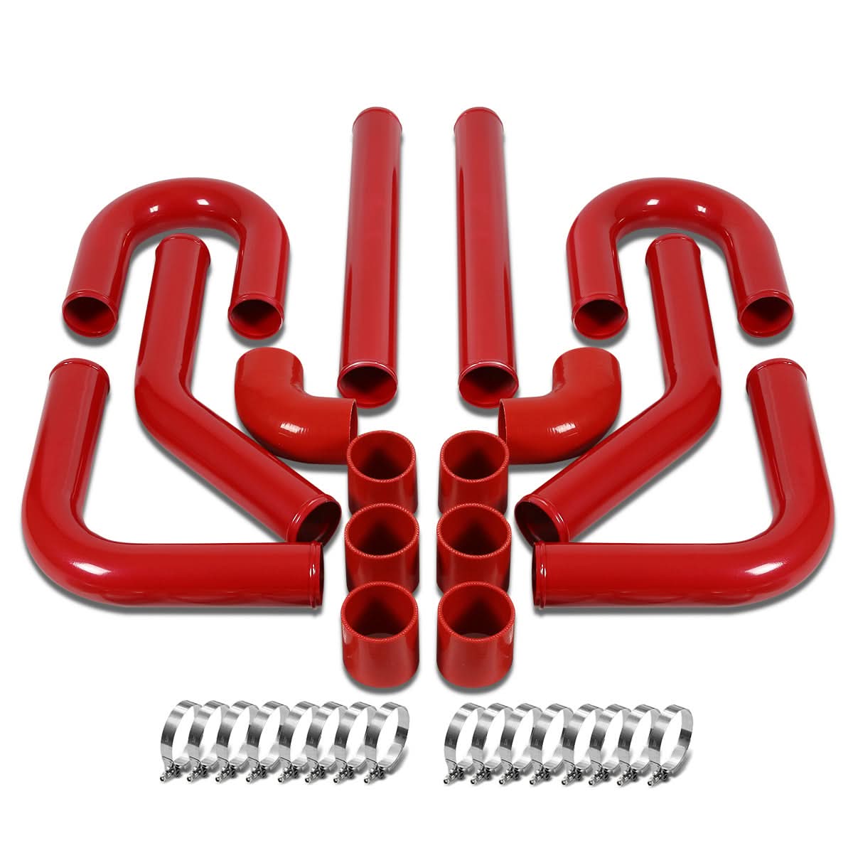 Universal 2.75" Aluminum Intercooler Piping Kit - 8PC with Hoses
