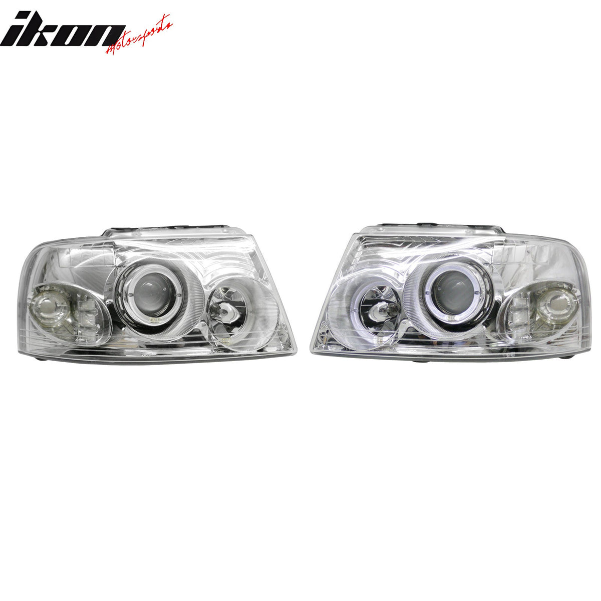 2003-2006 Ford Expedition 2PCS Driver Passenger Side Front Bumper Driving Headlights Head Lamps Assembly Replacement Chrome Housing