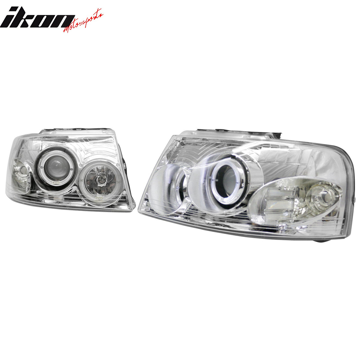 2003-2006 Ford Expedition 2PCS Driver Passenger Side Front Bumper Driving Headlights Head Lamps Assembly Replacement Chrome Housing