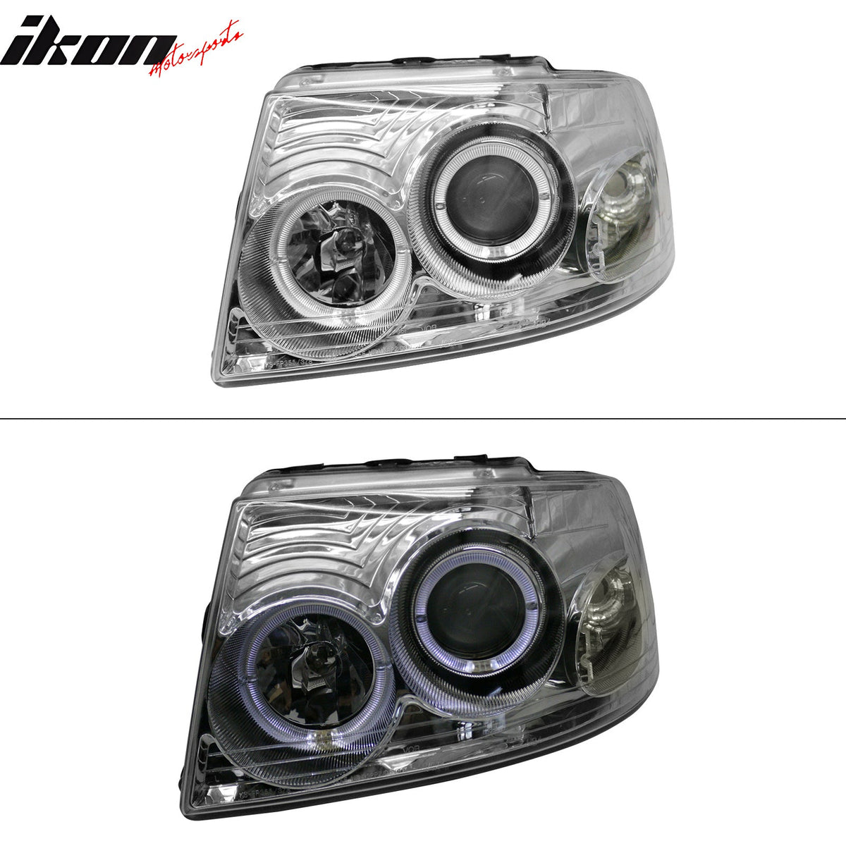 2003-2006 Ford Expedition 2PCS Driver Passenger Side Front Bumper Driving Headlights Head Lamps Assembly Replacement Chrome Housing