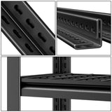 35.4" W x 15.7" D x 72" H Steel Garage Shelves Powdercoated Black