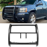 2007-2014 Chevrolet Chevy Avalanche & Tahoe & Suburban 1500 Bull Bar Push Bumper Grille Grill Brush Guard Exterior Auto Parts Heavy-Duty Black Steel