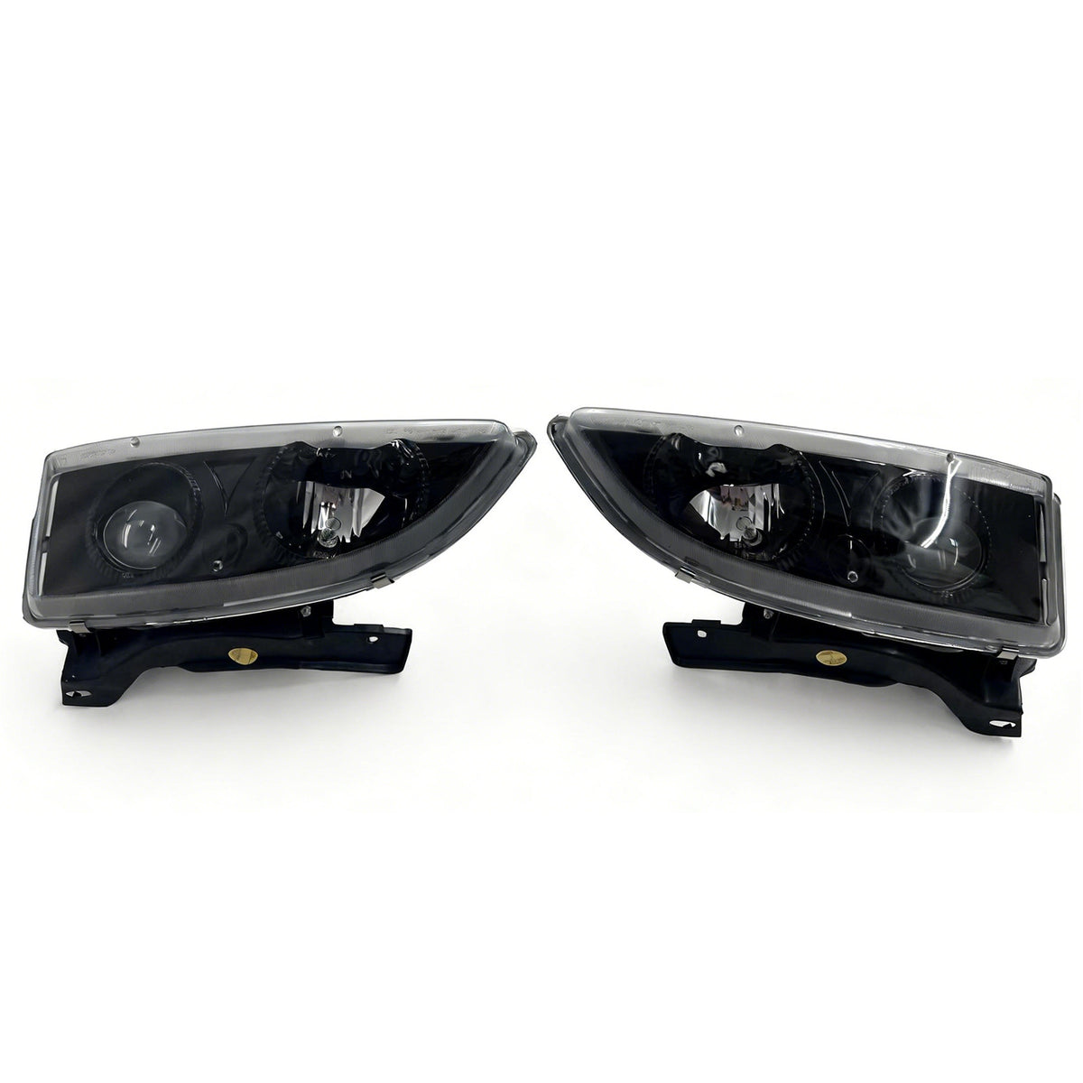 1995-1999 Chevrolet Cavalier Front Bumper Projector Head Lights Pair Black Housing Clear Lens