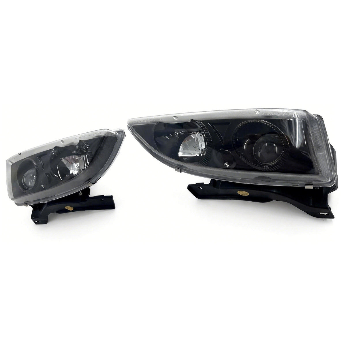 1995-1999 Chevrolet Cavalier Front Bumper Projector Head Lights Pair Black Housing Clear Lens
