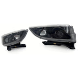 1995-1999 Chevrolet Cavalier Front Bumper Projector Head Lights Pair Black Housing Clear Lens