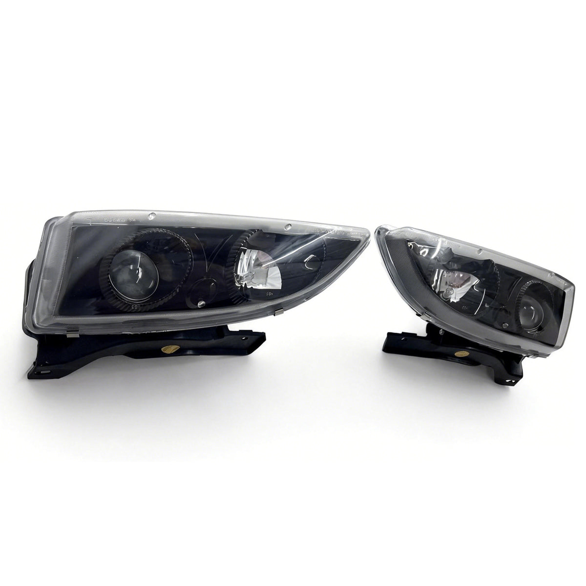 1995-1999 Chevrolet Cavalier Front Bumper Projector Head Lights Pair Black Housing Clear Lens