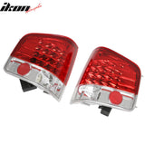 1994-2004 GMC Sonoma Chevy S10 1996-2000 Isuzu Hombre 2PCS Driver Passenger Side Rear Tail Lights Lamps Assembly Replacement Chrome Housing Red Lens