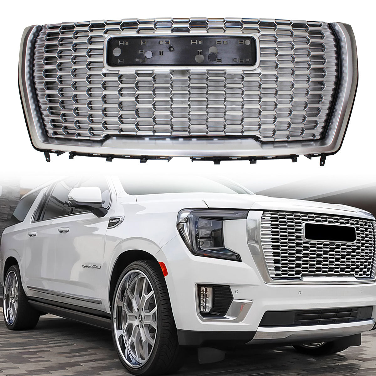 2021-2023 GMC Yukon XL Denali Style Chrome Front Bumper Grille