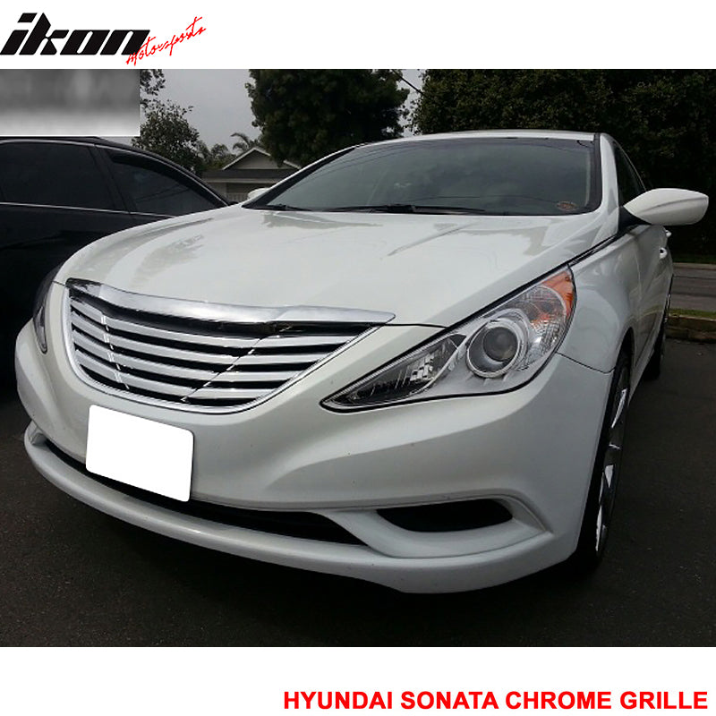 2011-2014 Hyundai Sonata Front Upper Mesh Grille Chrome Horizon ABS