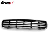 Front Bumper Upper Hood Grille Assembly Replacement 2005-2007 Volvo V70 Black Center Chrome Surround