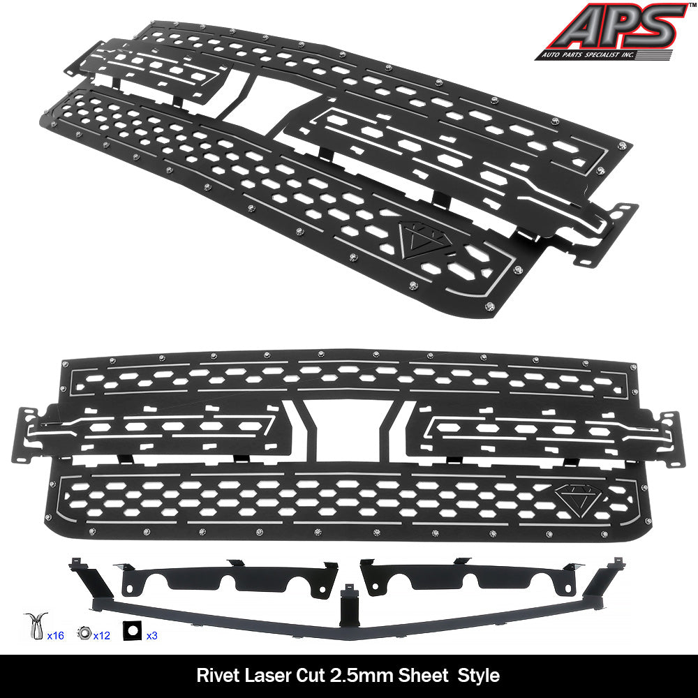 Stainless Steel Main Upper Sheet Grille 2019-2022 Chevy Silverado 1500 Not for Custom Trailboss/Custom/Work Truck GR03DEE55D