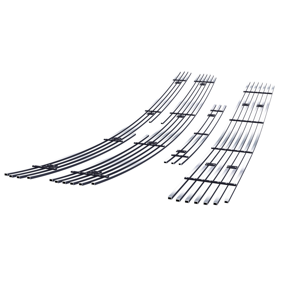 Stainless Steel Main Upper + Lower Bumper Stainless Steel Billet Grille 2007-2013 Chevy Silverado 1500 only for Models with logo height exceeding center bar GR03FAA33S