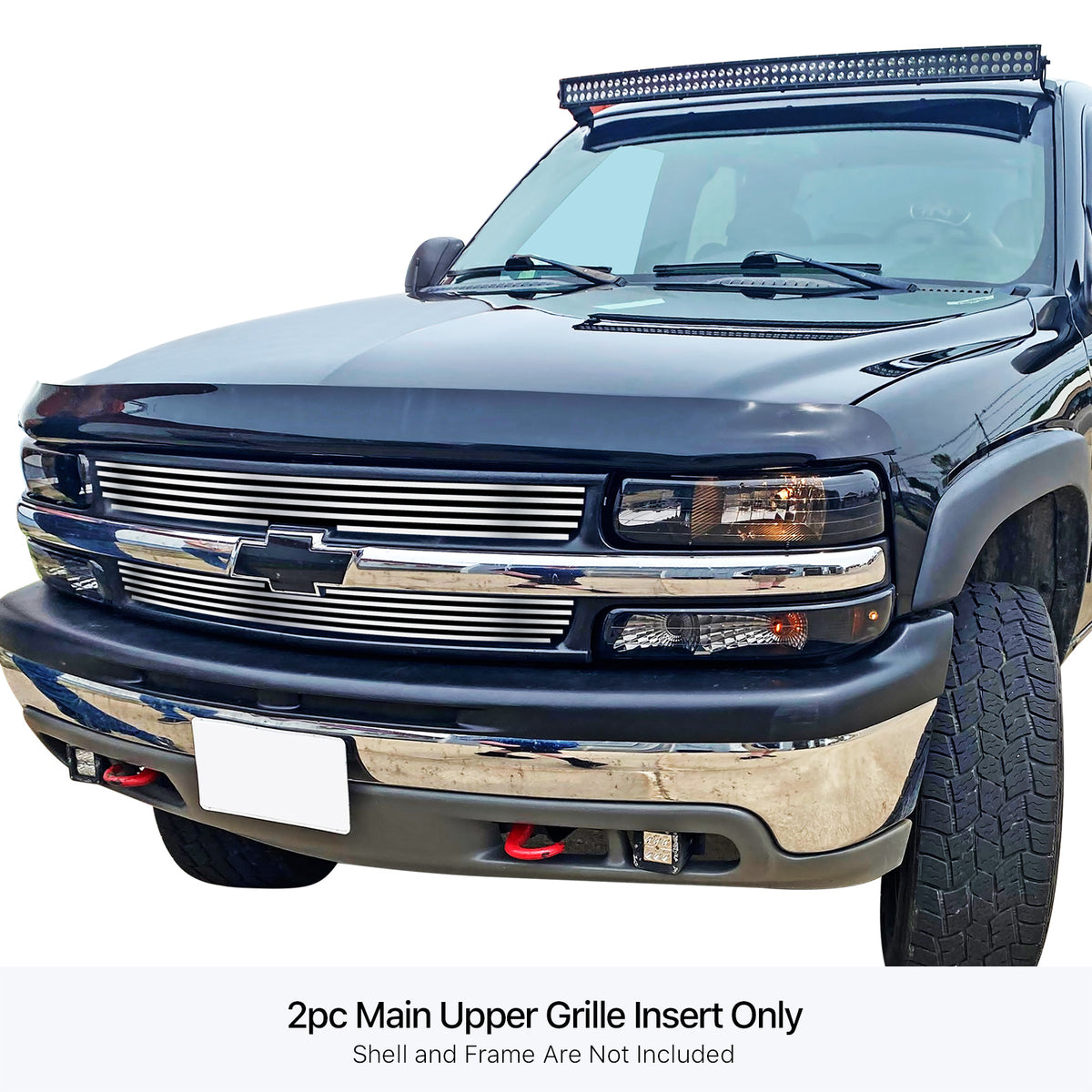 Stainless Steel Main Upper Stainless Steel Billet Grille 1999-2002 Chevy Silverado 1500/1500 HD/2500 /2000-2006 Chevy Suburban /2000-2006 Chevy Tahoe /1999-2000 Chevy Silverado 2500 HD/3500 GR03FEG01S