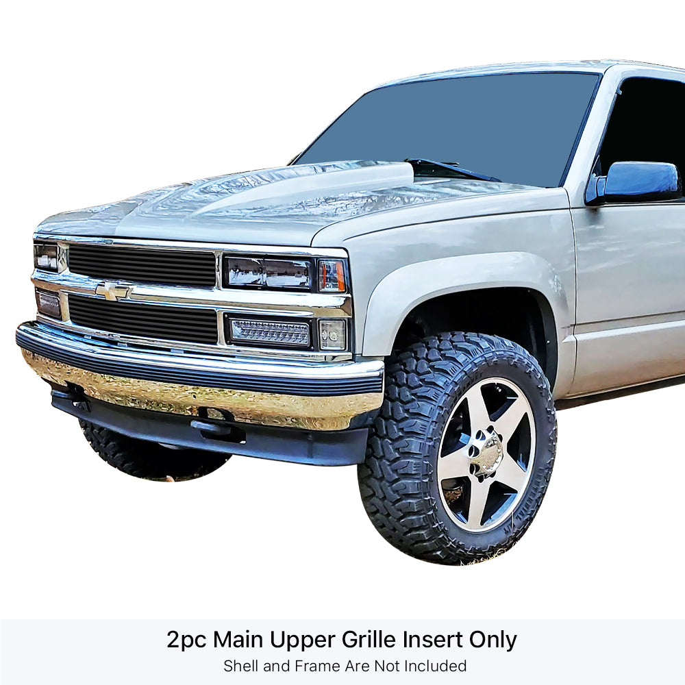 Stainless Steel Main Upper Black Stainless Steel Billet Grille 1994-1999 Chevy Blazer Not For S-10/1994-1999 Chevy C/K Pickup Not For C2500 Single Light/1994-1999 Chevy Suburban /1994-1999 Chevy Tahoe GR03FEG35J