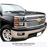 Stainless Steel Main Upper Stainless Steel Billet Grille 2014-2015 Chevy Silverado 1500 Not for Z71 GR03FEI50S