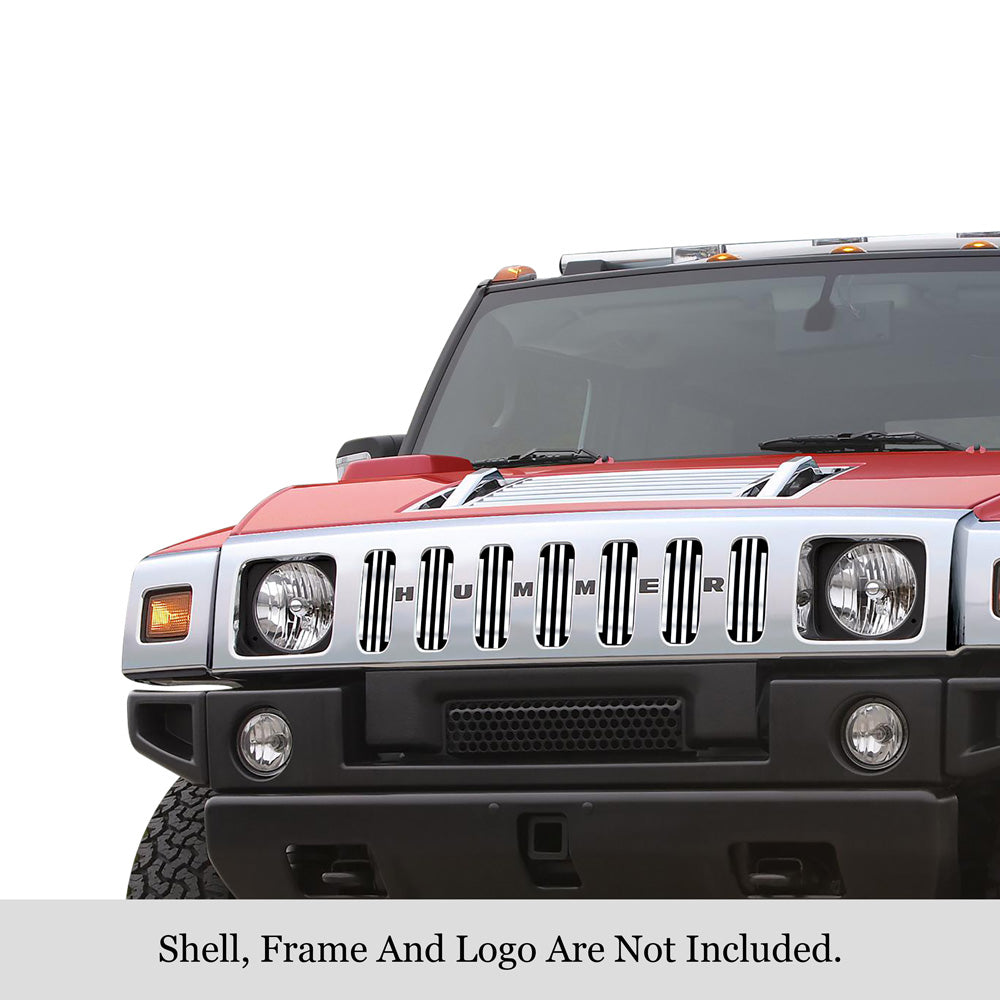 Stainless Steel Main Upper Stainless Steel Billet Grille 2003-2007 Hummer H2 GR03FFE24S