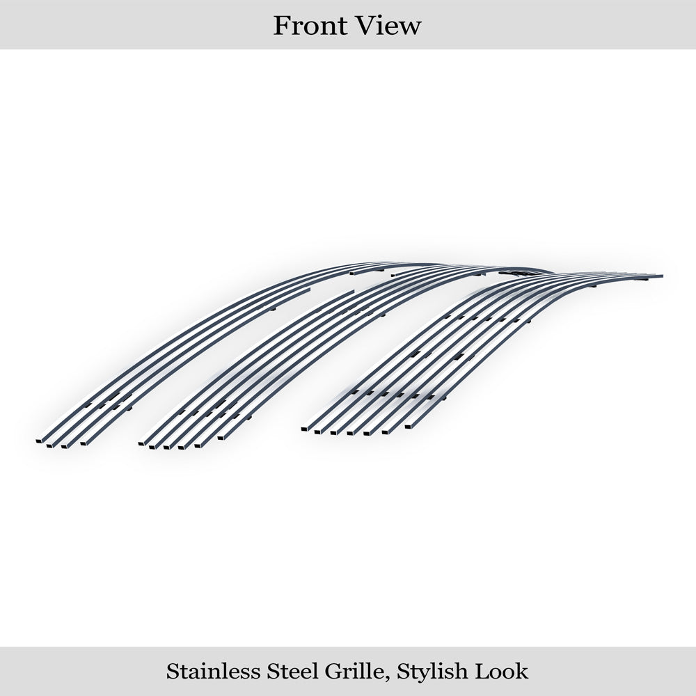 Stainless Steel Main Upper + Lower Bumper Stainless Steel Billet Grille 2007-2013 Chevy Silverado 1500 only for Models with logo height exceeding center bar GR03FGH62S