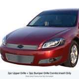Stainless Steel Main Upper + Lower Bumper Stainless Steel Billet Grille 2006-2013 Chevy Impala With Fog Light /2014-2016 Chevy Impala Limited Model Only With Fog Light GR03FGI20S