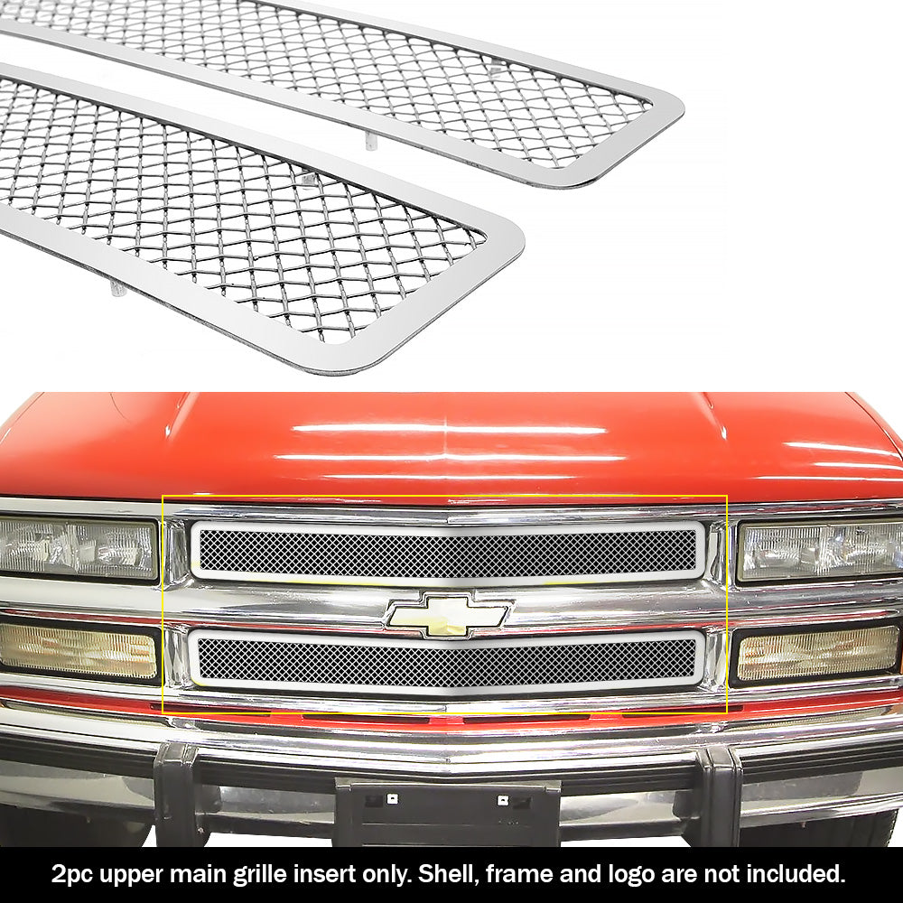 Stainless Steel Main Upper Mesh Grille 1994-1999 Chevy Blazer Not For S-10/1994-1999 Chevy C/K Pickup Not For C2500 Single Light/1994-1999 Chevy Suburban /1994-1999 Chevy Tahoe GR03GEG06T