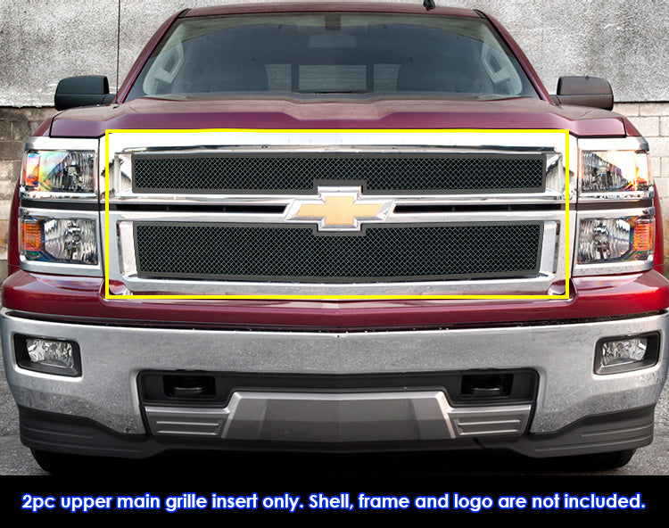 Stainless Steel Main Upper Black Wire Mesh Grille 2014-2015 Chevy Silverado 1500 Not for Z71 GR03GEI50H