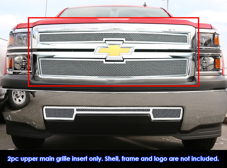 Stainless Steel Main Upper Mesh Grille 2014-2015 Chevy Silverado 1500 Not for Z71 GR03GEI50T
