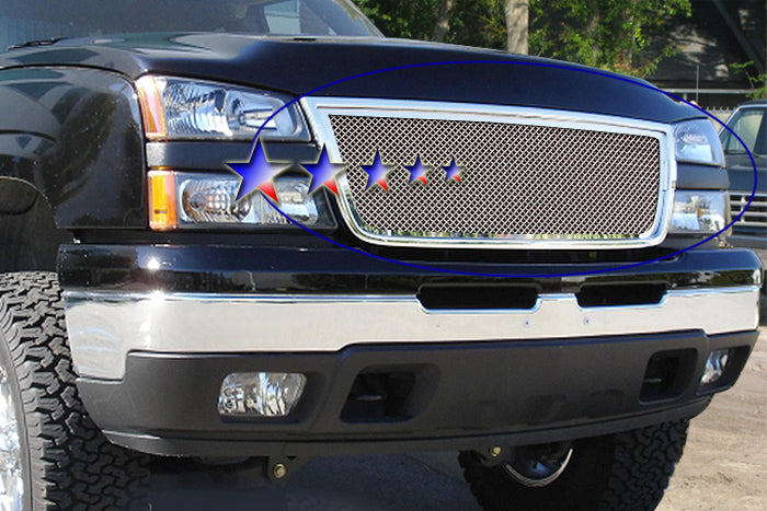 Stainless Steel Main Upper Mesh Grille Chevy Silverado 1500\Chevy Silverado 1500 HD\Chevy Silverado 2500 HD\Chevy Silverado 3500\Chevy Silverado 3500 HD GR03GFE76T