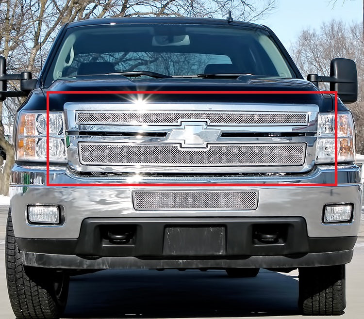 Stainless Steel Main Upper Mesh Grille 2011-2014 Chevy Silverado 2500 HD /2011-2014 Chevy Silverado 3500 HD GR03GFH31T