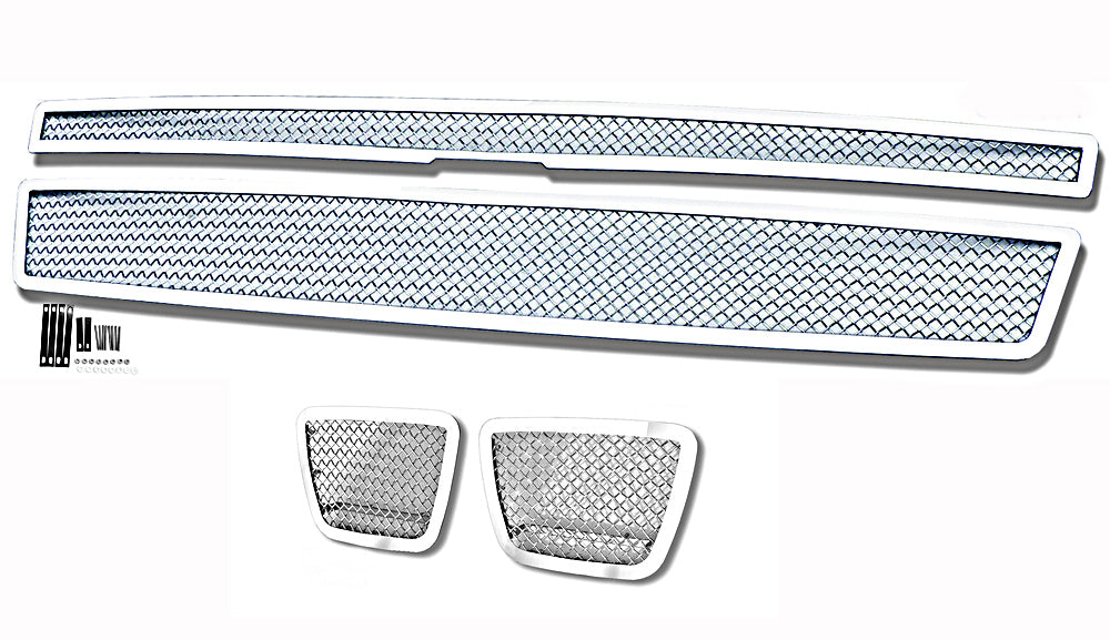 Stainless Steel Main Upper + Tow Hook Mesh Grille 2007-2014 Chevy Avalanche /2007-2014 Chevy Suburban /2007-2014 Chevy Tahoe Not For Hybrid GR03GGI19T